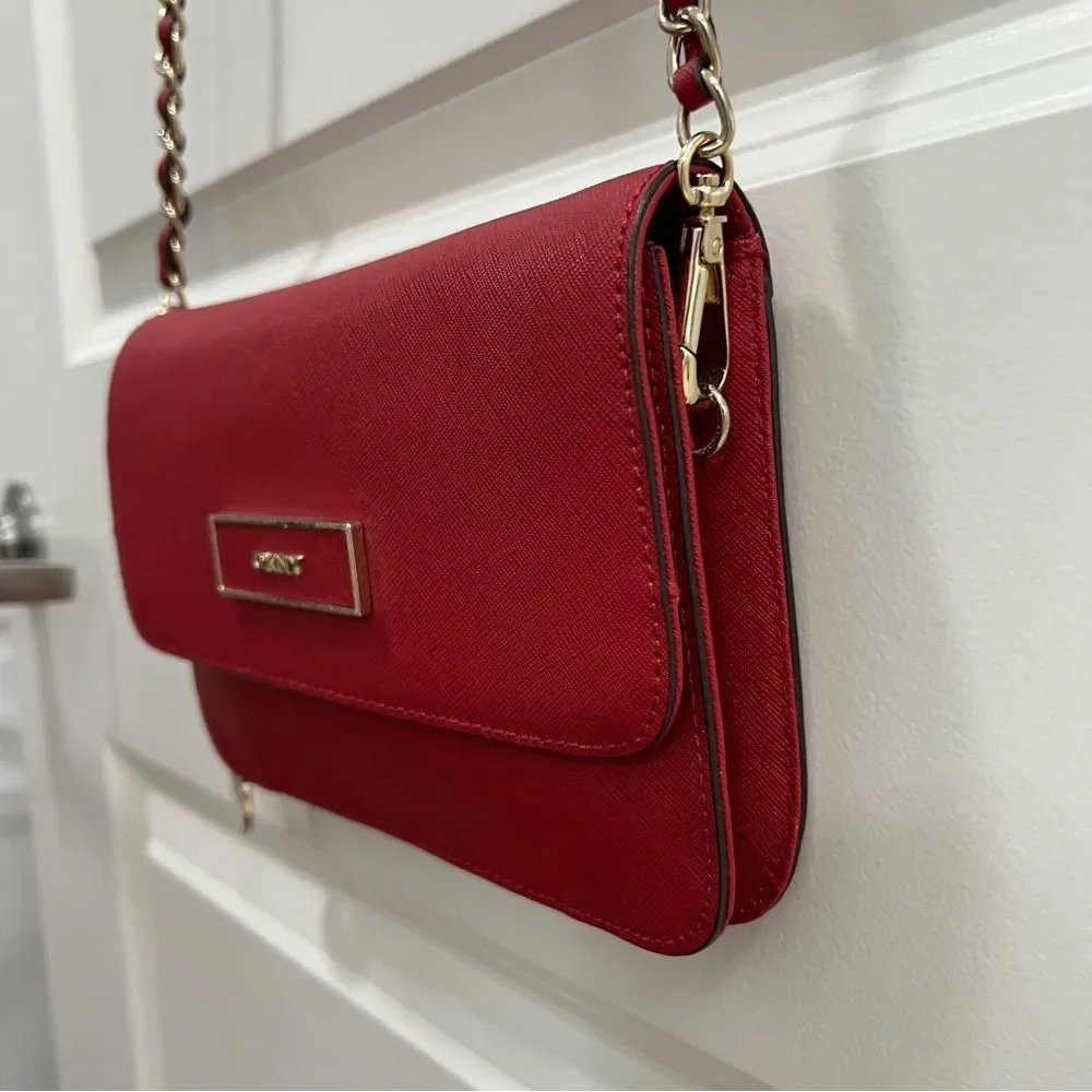 DKNY Saffiano Leather Red Crossbody Bag